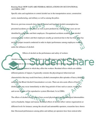 How Safe are Federal Regulations on Occupational Alcohol Use