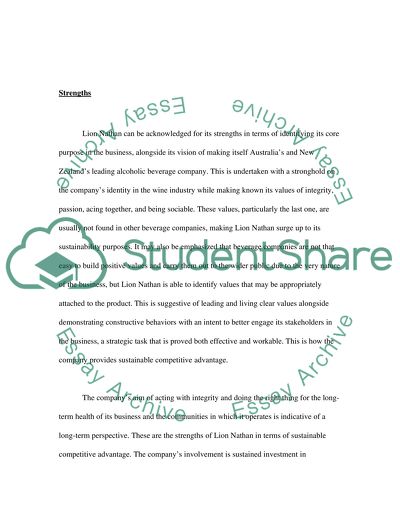 Internal & external analyses of Lion Nathan
