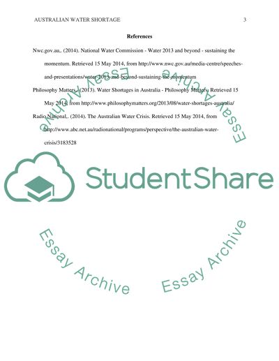 Australian Water Shortage