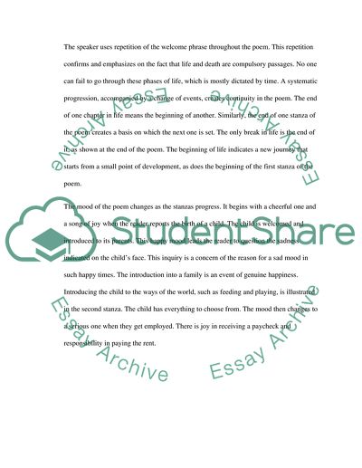 Poem Analysis: Song Of Welcome