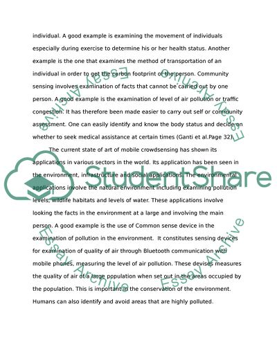 Current State of Mobile Crowd Sensing