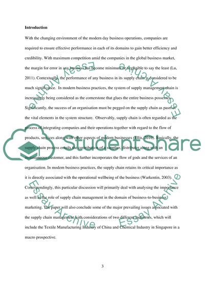 Business to Business Marketing & Supply Chain Management