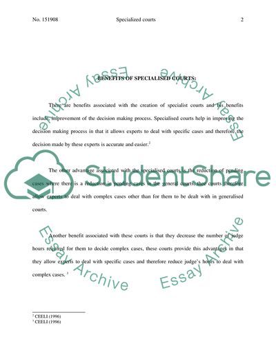 The Benefits of Specialised Courts