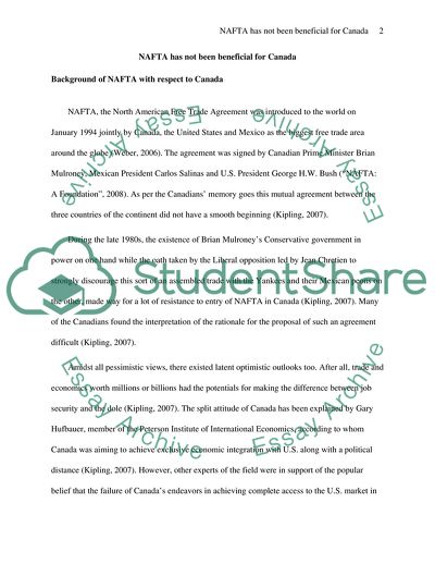 Background of NAFTA with Respect to Canada