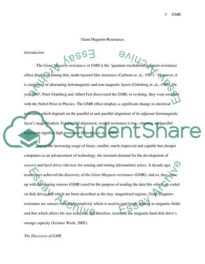 Research Survey on Giant Magneto-resistance