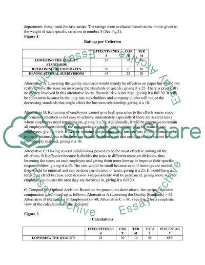 Evaluation of Breaking the Operations Department of ABC into Several Subdivisions