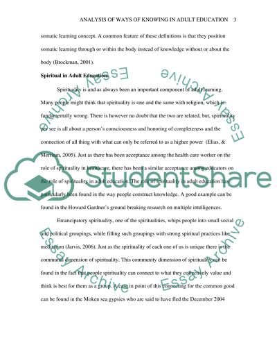 Analysis of Ways of Knowing in Adult Education