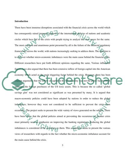 Global Macroeconomic Imbalances as the cause of the crisis