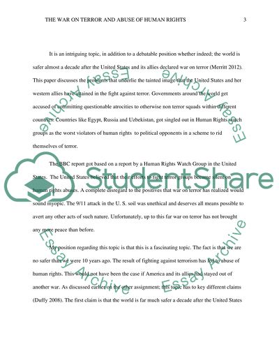 The War on Terror Has Contributed To Abuse of Human Rights