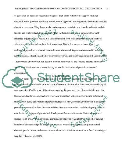 Proper Education on Pros and Cons of Neonatal Circumcision