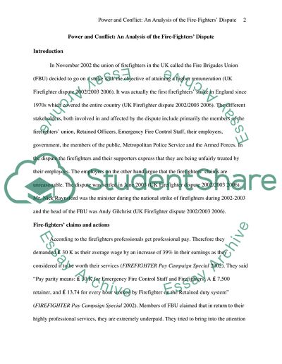 Power & Conflict : an analysis of the fire-fighters dispute