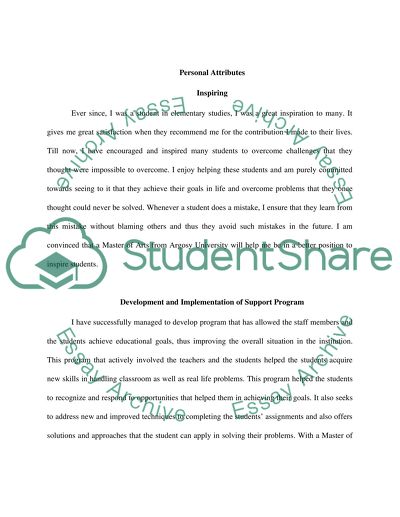 Personal/profissional statment