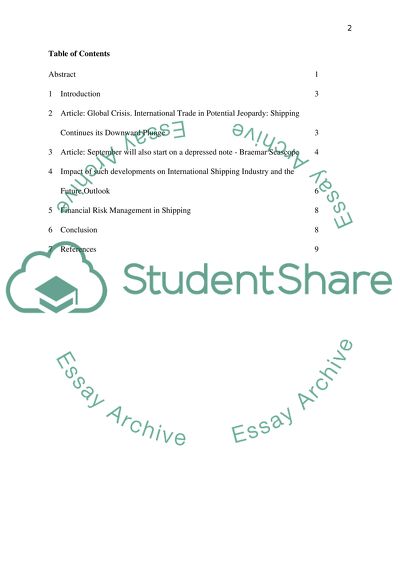 FINANCIAL MANAGEMENT IN SHIPPING