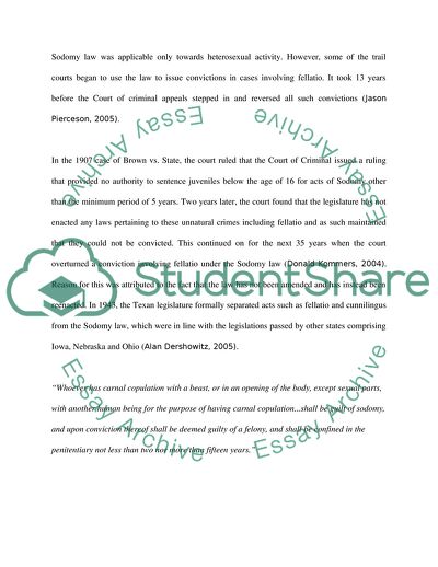 Sodomy Laws in the State of Texas