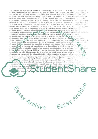 Globalization of Financial Markets