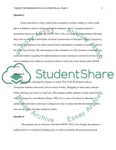 Target of Program Evaluation Plan Research Paper