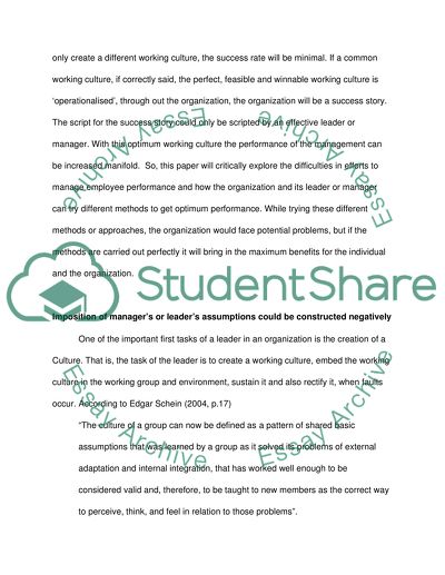 An Analysis of Managing Performance