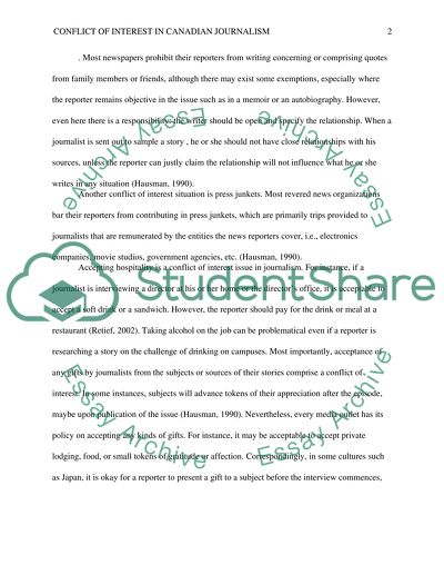 Conflict of Interest Applied to a Modern Day Journalism Issue