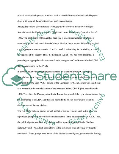 Circumstances That Led to the Emergence of the Northern Ireland Civil Rights Association