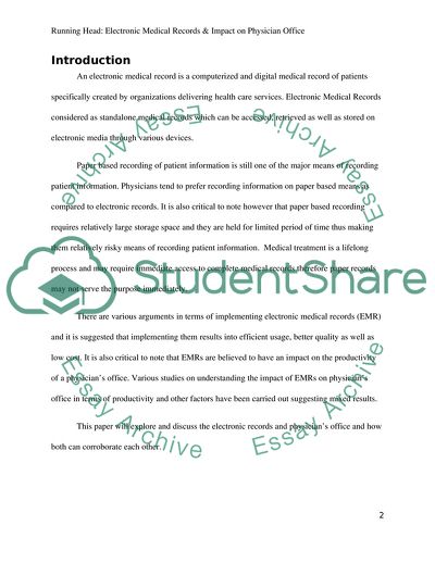 Electronic Medical Record Impact on Physician Office