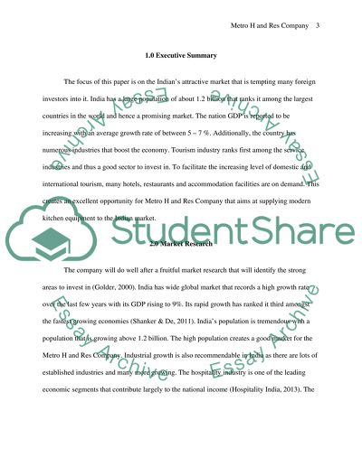 Metro H and Res Marketing Plan Extending To India