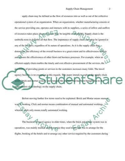 Supply Chain Management, Brick and Mortar