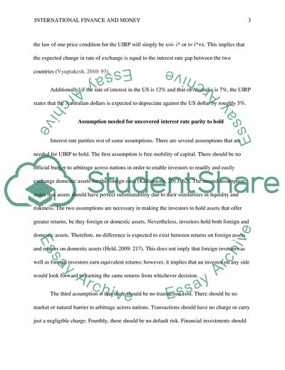 International Finance and Money - Uncovered Interest Rate Parity