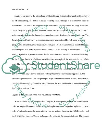 The Hundred Years War affect to Modern World