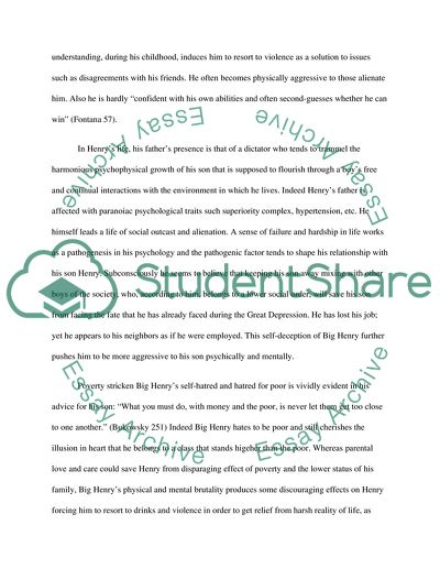 Father-son Relationship in Charles Bukowsky Ham on Rye