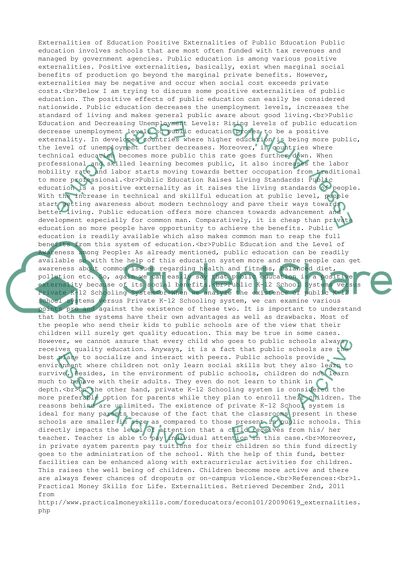 Externalities of Education