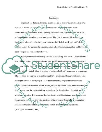 The Role of the Mass Media in Generation, Creation, and Manufacturing of Social Problems