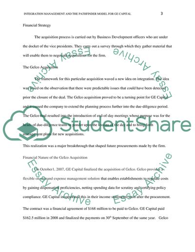 Integration Management and the Pathfinder Model for GE Capital