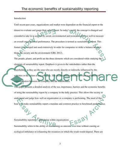 The economic benefits of Sustainability Reports