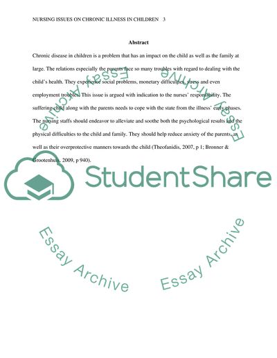 Adverse Effects to the Family Unit of Having a Child with Chronic Illness