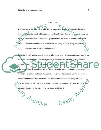 Safety in Aircraft Maintenance
