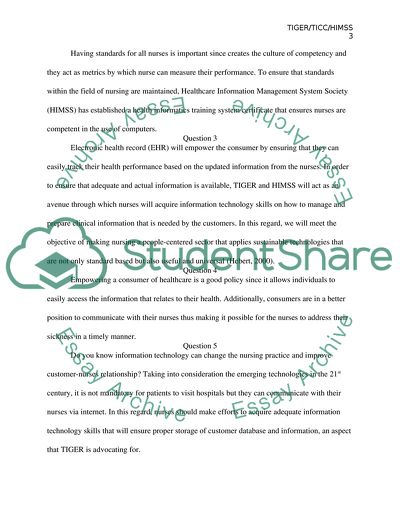 TIGER/TICC/HIMSS 5 questions Paper