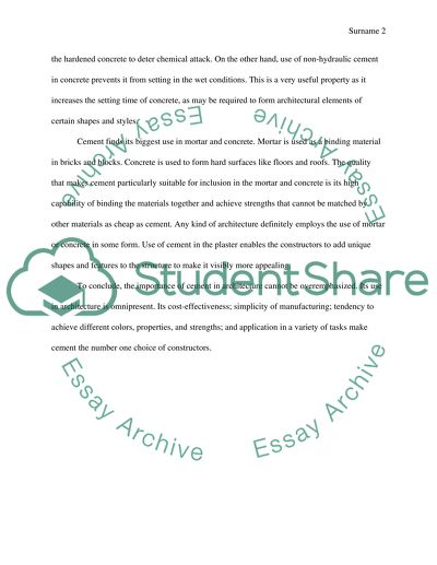 Advantages of using cement