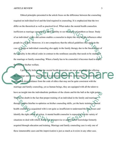Analysis of Articles about Ethics in Counseling
