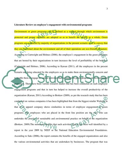 Employees Engagement with Environmental Programs in Organizations