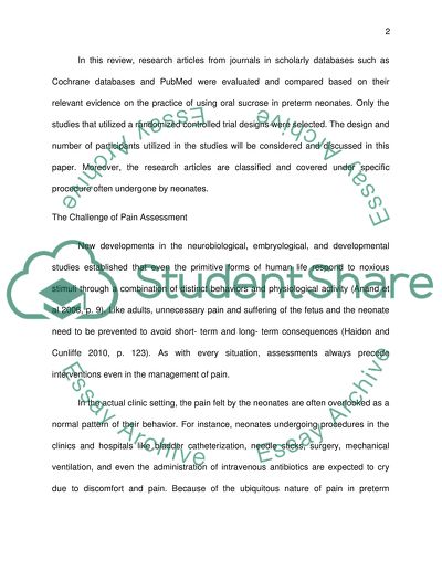 Oral Sucrose as an Effective Method of Pain Relief for Preterm Neonates