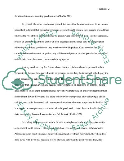 The Effects of Praise on Children