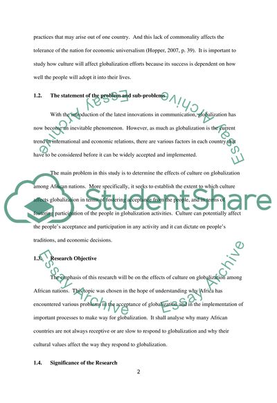 The effect of culture on globalization in African countries