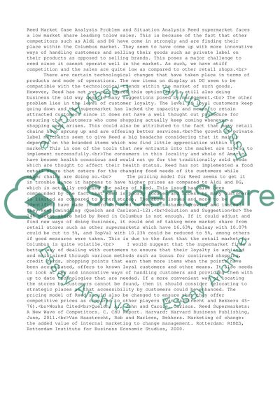 Reed market case analyze