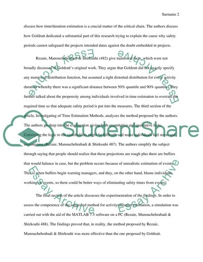 Duration estimation a new approach in Critical chain scheduling