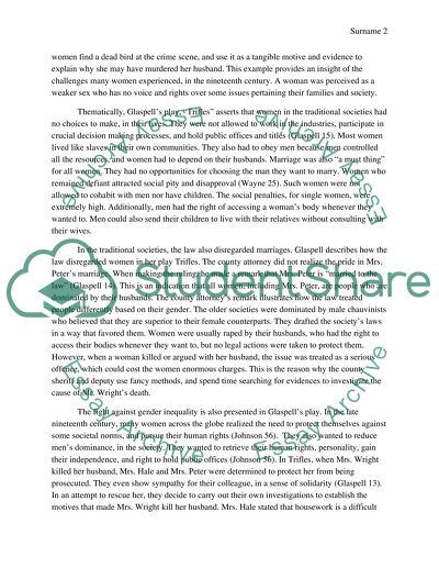 Analysis of Trifles by Susan Glaspell