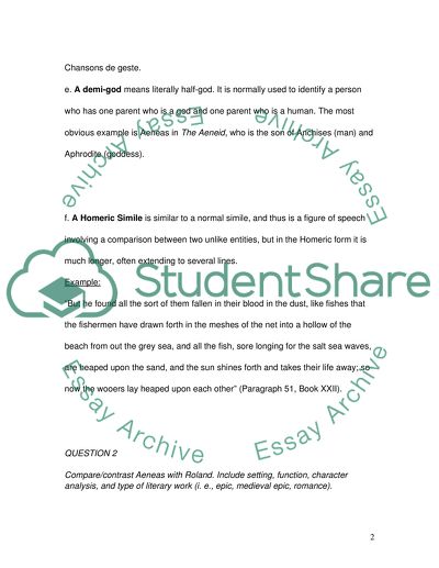 The Aeneid The Iliad The Song Of Roland