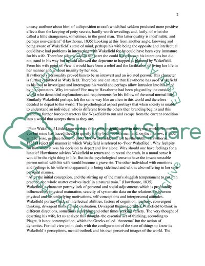 Wakefield by: Nathaniel Hawthore and Sphinx Without a Secret by:Oscar Wilde