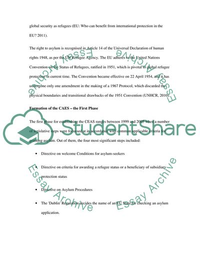 Contribution of the Common European Asylum System Members
