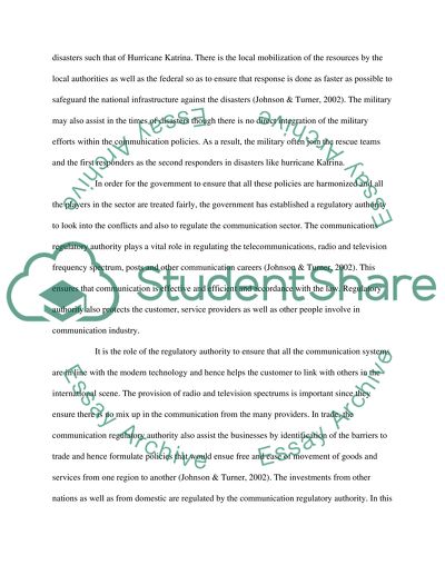 Communication Infrastructure and how it was affeted by Huricane Katrina