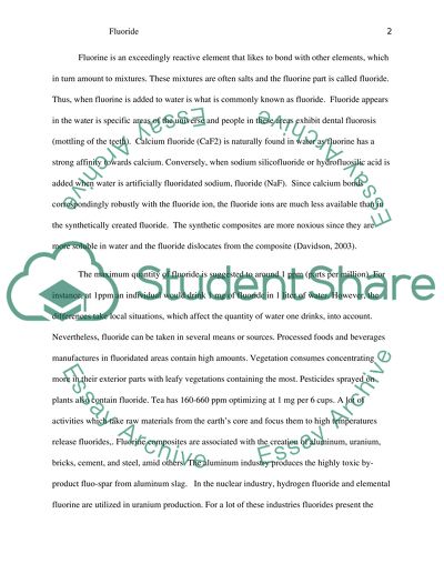 The Fluoridation of Municipal Water and the Ecosystem